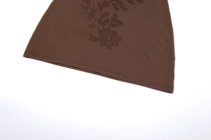 DIAMOND FLOWER MINI JURK - BRUIN